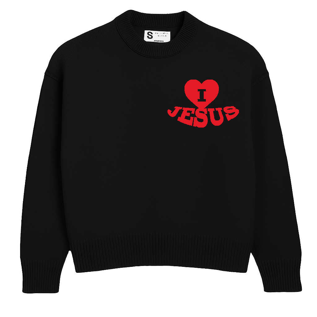 Pull en tricot « J'aime Jésus »